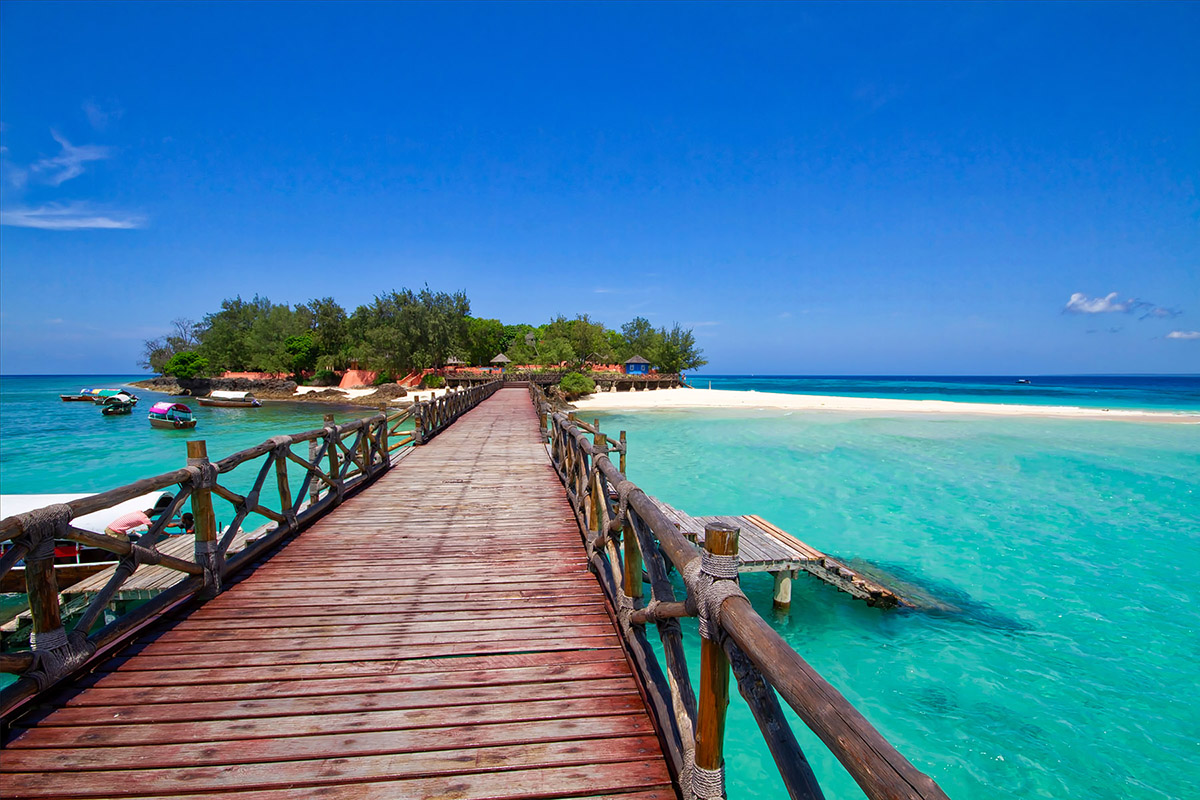 View of clear water for snorkeling near Prison Island